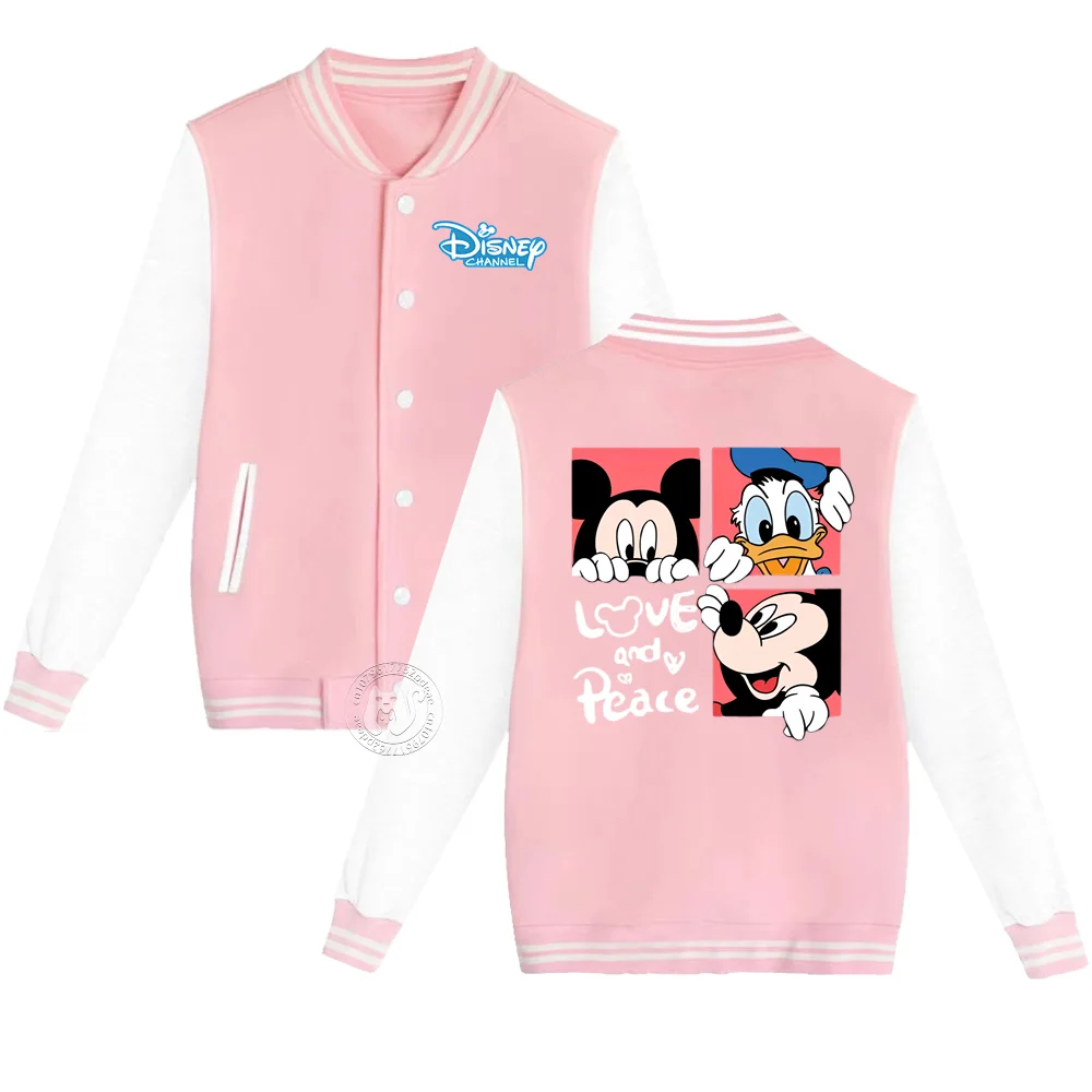 Disney Children Mickey Mouse & Donald Duck Print Autumn/Winter Thick Warm baseball uniform Long Sleeve jacket for boys and girls