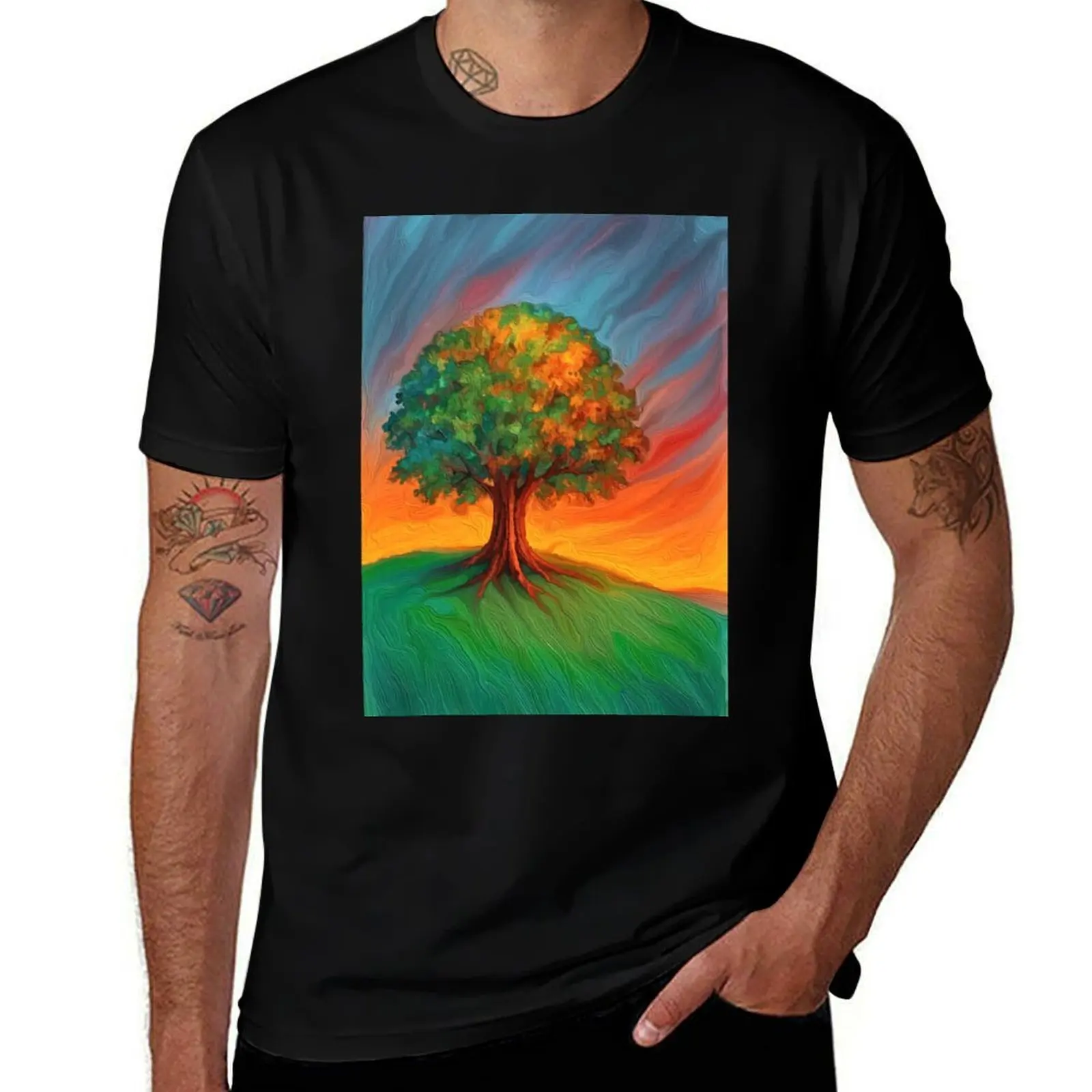 

Tree at Sunrise 3 T-Shirt graphic shirts basketball graphic tees korean fashion funny shirt cotton men clothes