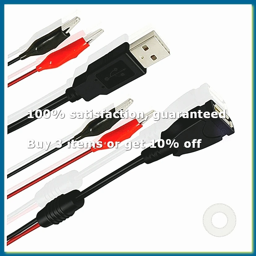 2Pcs USB Alligator Clips Crocodile Wire Male/Female To USB Tester Detector DC Voltage Meter Ammeter Capacity Power Meter-DT30