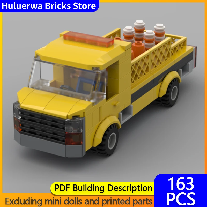 

City Car Model MOC Building Bricks Mini Scale Cone Transport Truck Modular Technology Children Holiday Gifts Assemble Toys Suit