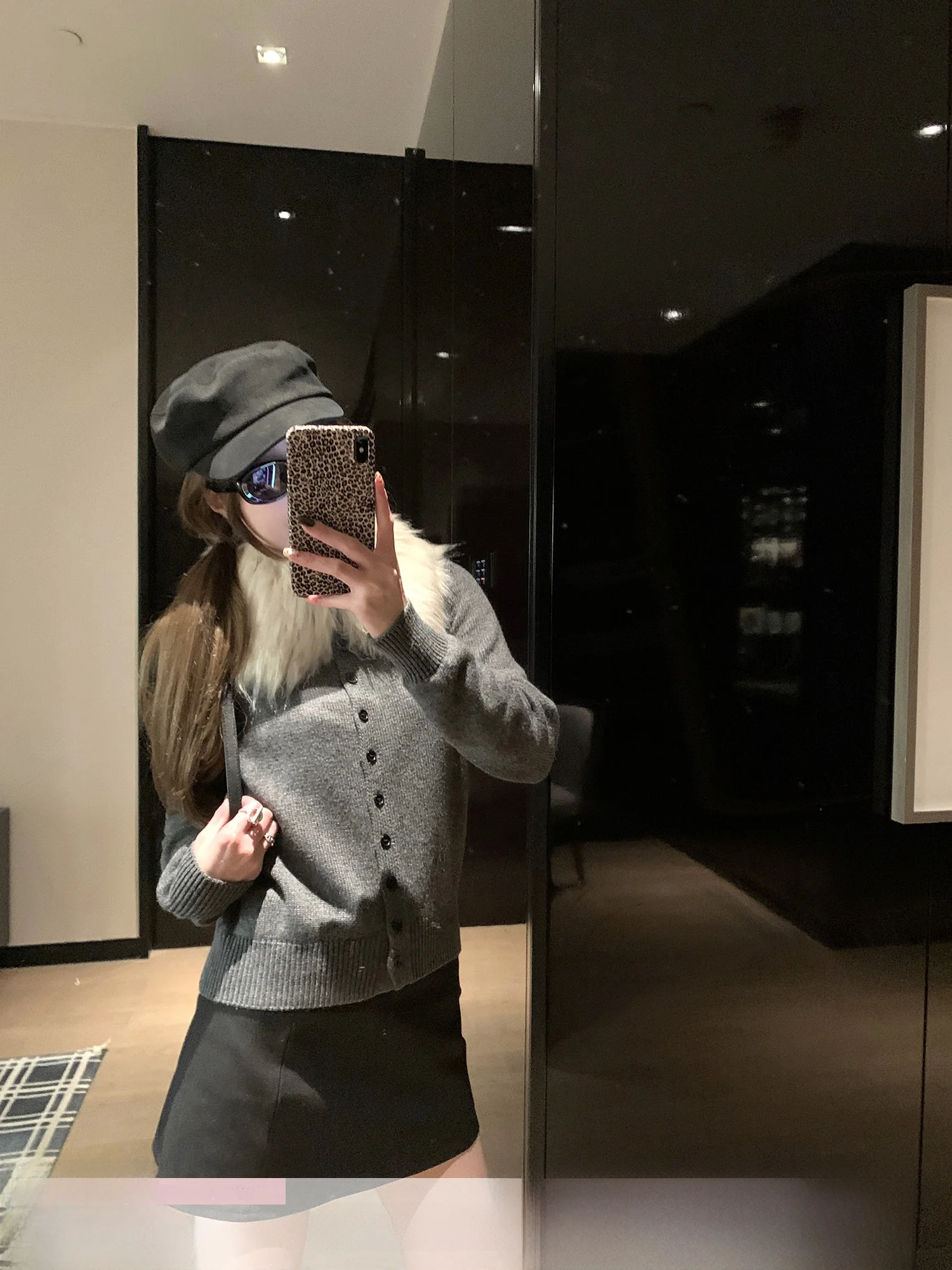 

Detachable Fur Collar Long Sleeve Knitted Sweater Women Early Spring Single Wear Slimming Top Girl's Fashion Straight Cut Style