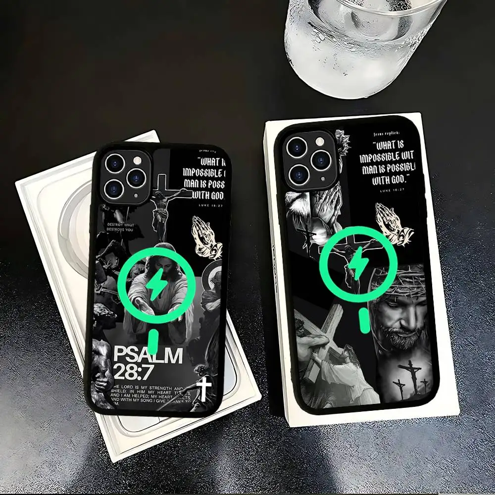 Son Of God Jesus Cross Holy Light Phone Case For IPhone 16 15 14 13 12 11 17 Pro Max Plus Magnetic Wireless Cover