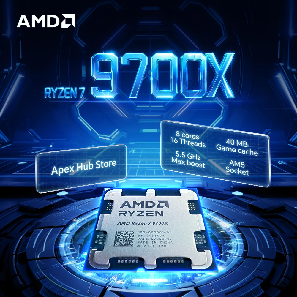 

NEW AMD Ryzen 7 9700X 8-Core 16-Thread AM5 65W 4NM L3=32M Applicable to B850 3.8GHz R7 9700X Gaming Processor DDR5 No Fan