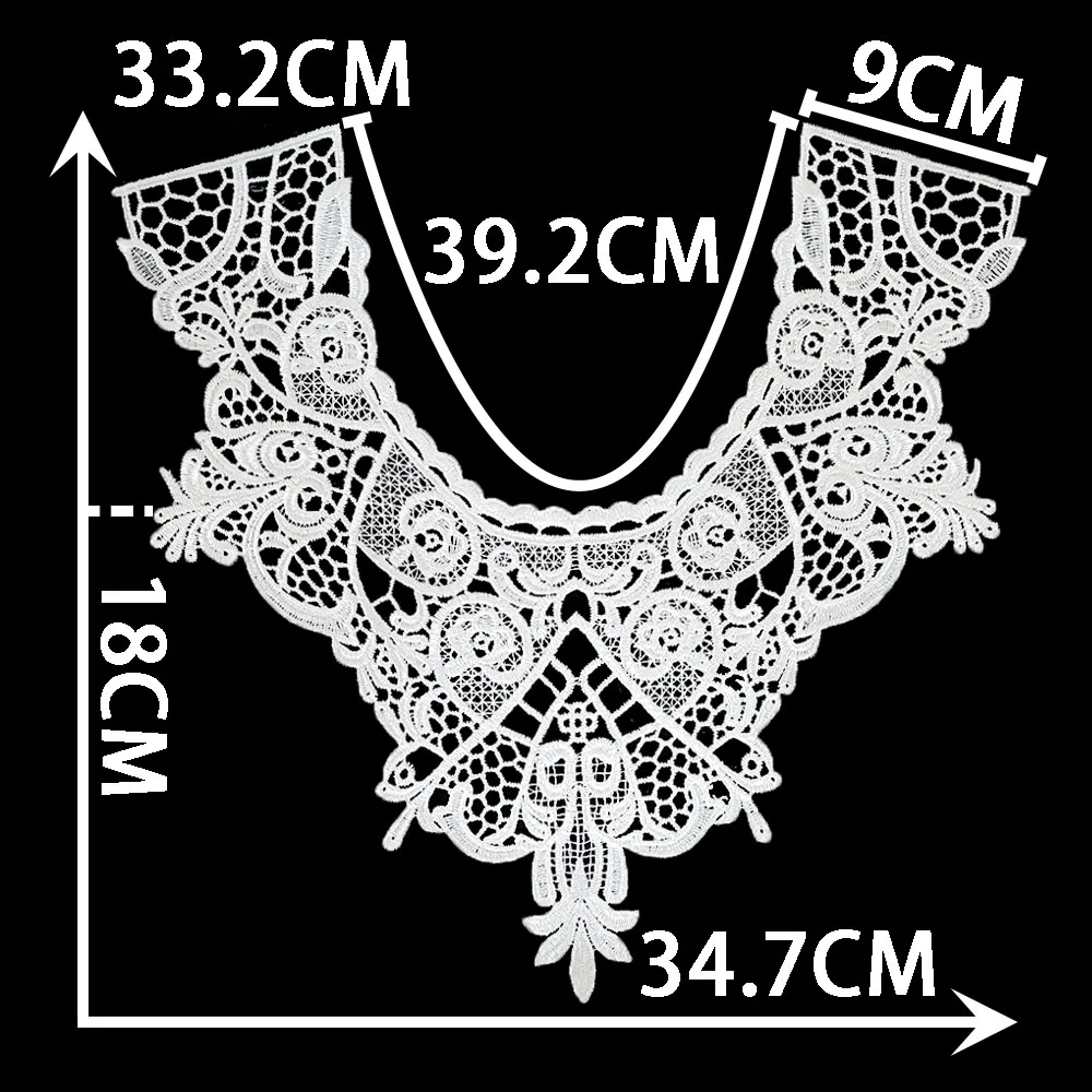 Wholesale sales of 1-10 piece of polyester embroidery black and white collar DIY sewn decorative clothing lace accessories