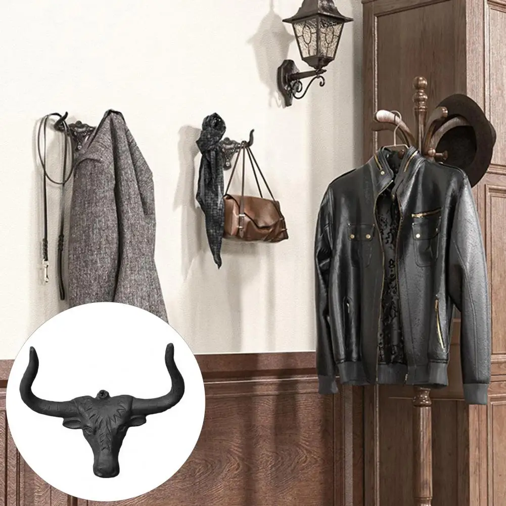 Western Hat Hook Vintage Cast Iron Cowboy Hat Holder Metal Cow Head Hook Western Home Decor Organizer for Clothes Longhorn