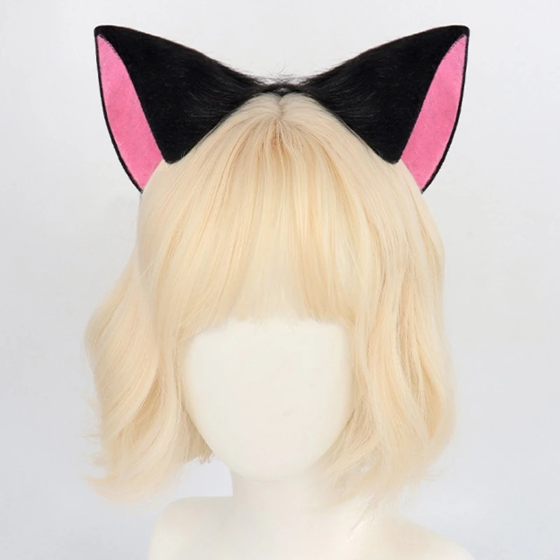 Conjunto fantasia gatos com orelhas gato, faixa cabeça cauda peluda, fantasia animal Halloween