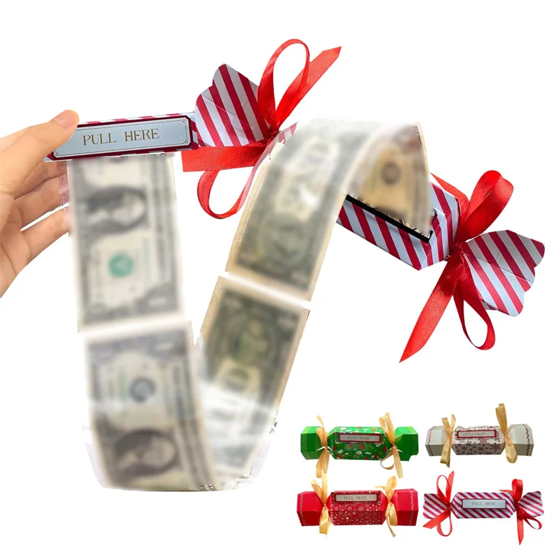 Money Pull Box Christmas Money Holder Cash Pull Boxes Merry Christmas Surprise Gift Unique Money Case For Holiday Party