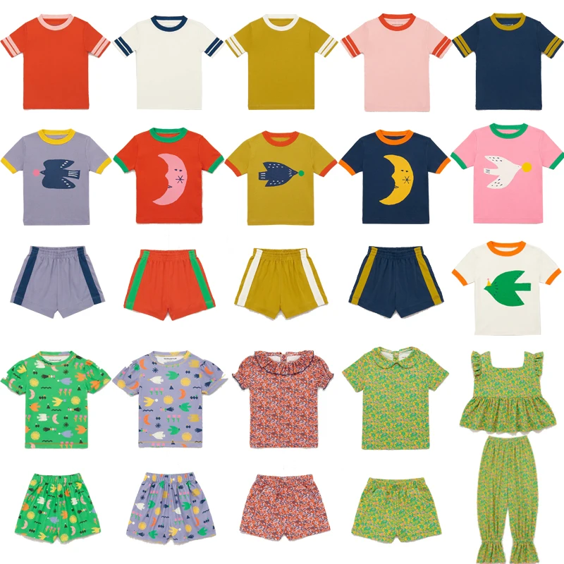 

2024 New Summer M&P Kids Tees and Shorts Pants Clothing Sets for Boys Girls Cute Short Sleeve T Shirts Tops