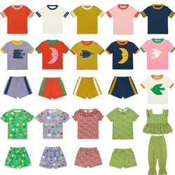 2024 New Summer M&P Kids Tees and Shorts Pants Clothing Sets for Boys Girls Cute Short Sleeve T Shirts Tops