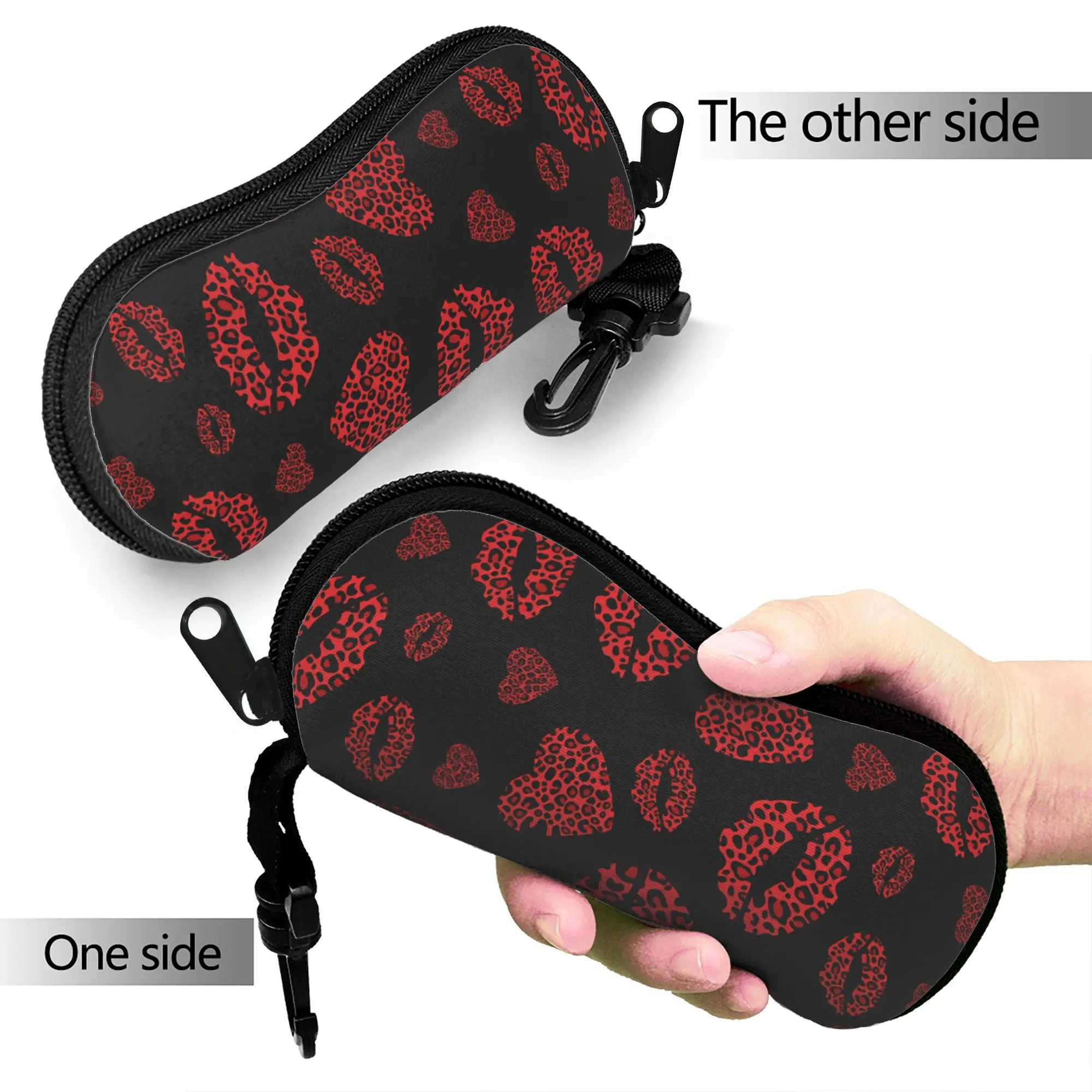 Love Hearts Valentine  Glasses Case Cover Unisex  Sunglasses Pouch Cute Custom Eyewear Accessory Convenient Eyeglass Protector