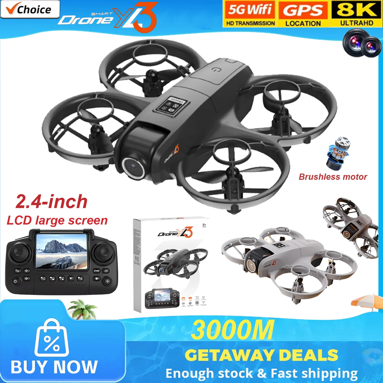 

YL3 Mini With LED Foldable Drone GPS 8K HD Dual Camera Brushless Motor Obstacle Avoidance Foldable Quadcopter Dron RC Toys Gifts