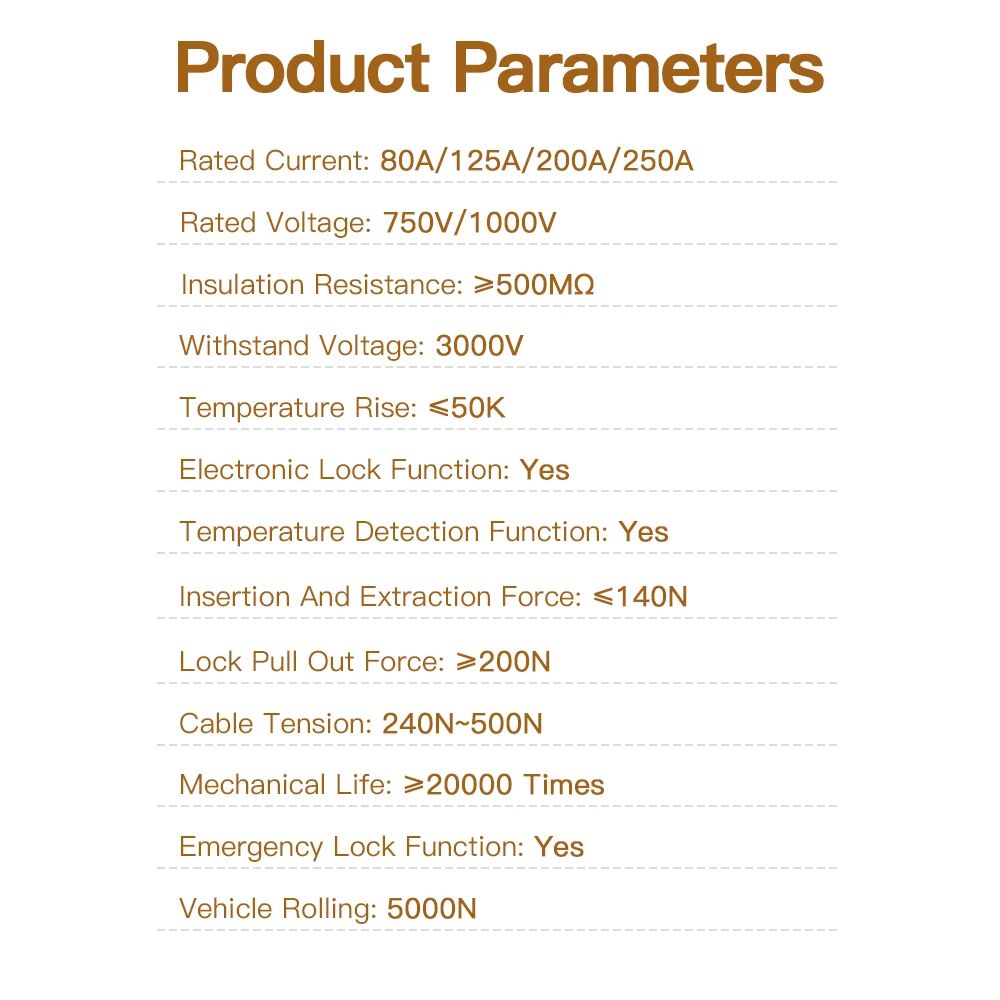 ERDAN GBT 80A 125A 200A 250A DC Fast EV Charger Connector for Electric Vehicles China Standard Charging Plug for Cars