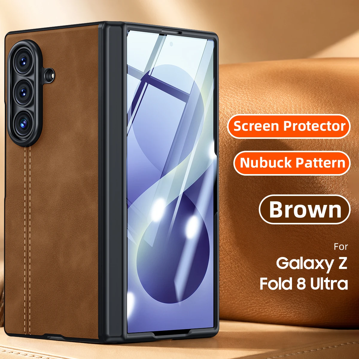 Luxury Magnetic Leather Shell Film Integrated Case For Samsung Z Fold 8 Ultra Shockproof For Magsafe Hinge Protection Slim Cover