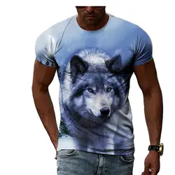 Summer Fashion Creative Pattern Wolf T Shirts For Men Casual 3D Print Tee Hip Hop Harajuku Personality Round Neck Short Sleeve