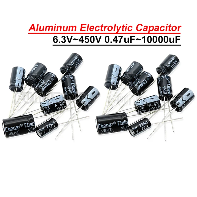 Aluminiowy kondensator elektrolityczny 10V 16V 25V 35V 50V 63V 2.2 3.3 4.7 10 22 33 47 100 220 330 470 1000 2200 3300 4700 6800 10000UF