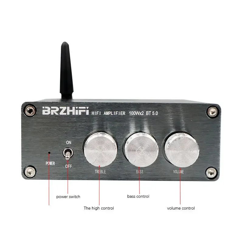 NEWBRZHIFI 2.0 Stereo Digital Power Amplifier Professional Home Audio Machine 100WX2 BT5.0 Aluminium Material