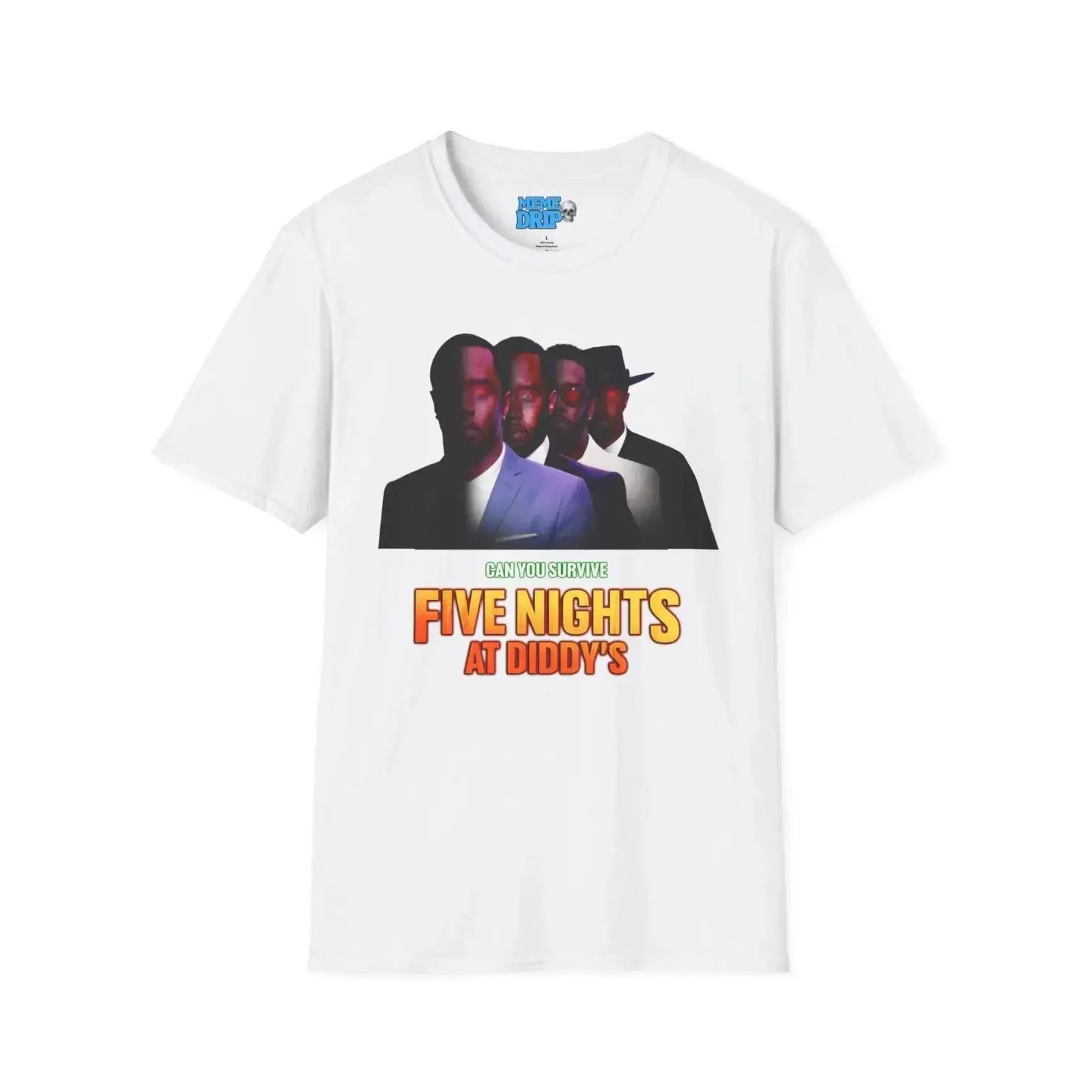 T Shirt Five Nights at Diddy Parodie lustig Meme Grafik Gamer Horror vintage Washed fashion Stretched Slightly Stylish