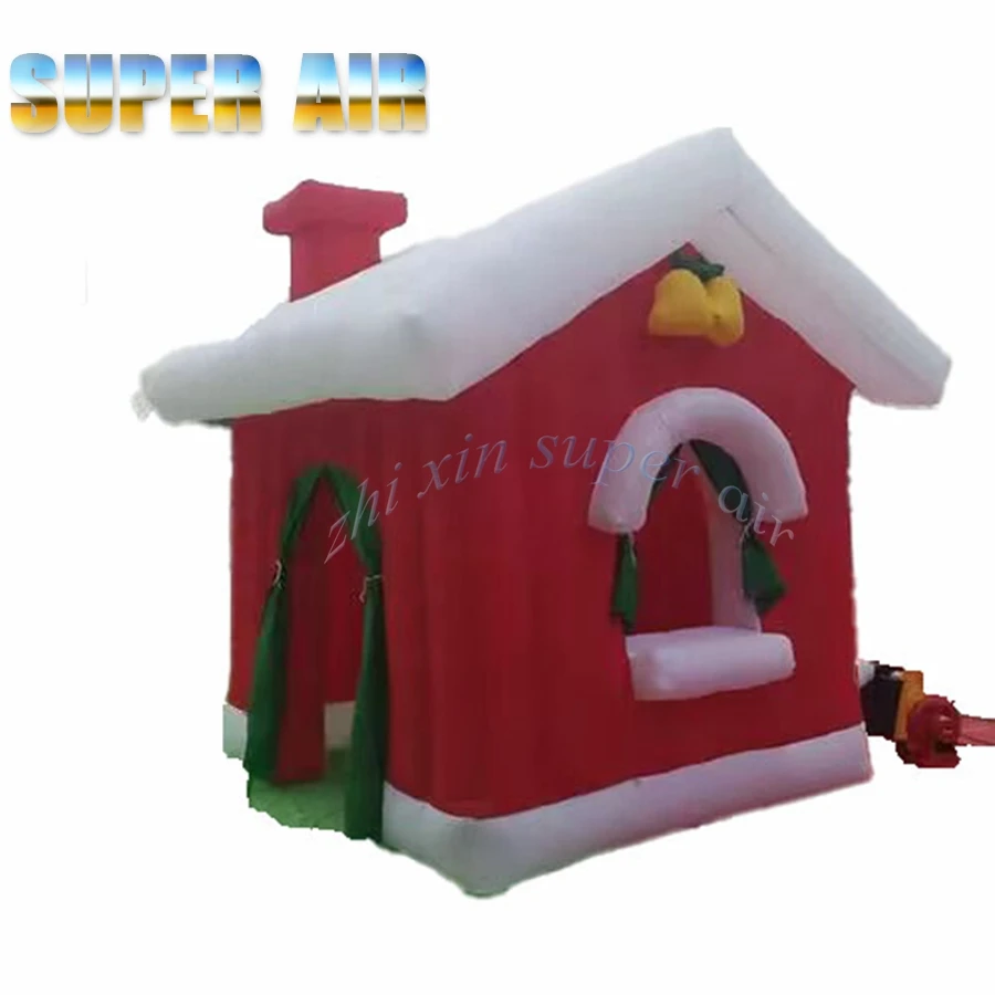 Casa de Navidad inflable para exteriores, carpa de 3,6 m x 2,4 m, decoración de cabina inflable para eventos