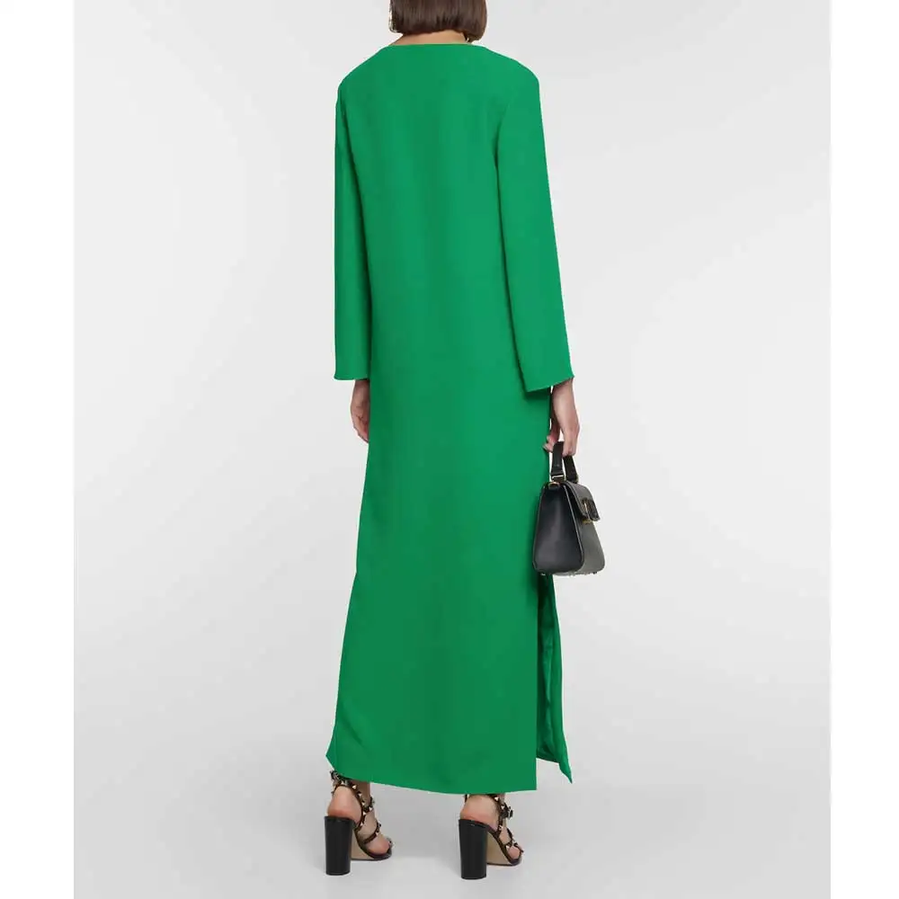 YUMDI-vestido de noche verde con mangas rotativas dobles para mujer, vestido recto informal, estilo de piso, Dubai, temperamento de lujo