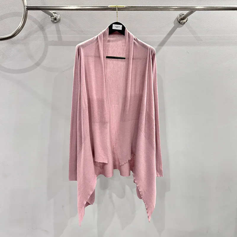 HKSH Thin Sweater Cardigan For Women Autumn New Solid Color Knitted Shawl Long Sleeve Elegant Tide Chic High Street Coat HK10737