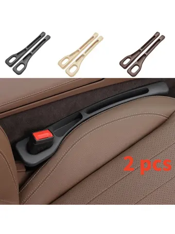 2pc Car Seat Gap Filler Organizer Pu Waterproof Car Seat Gap Plug Strip with 2 Grooves Seat Gap Storage Auto Interior Accessorie