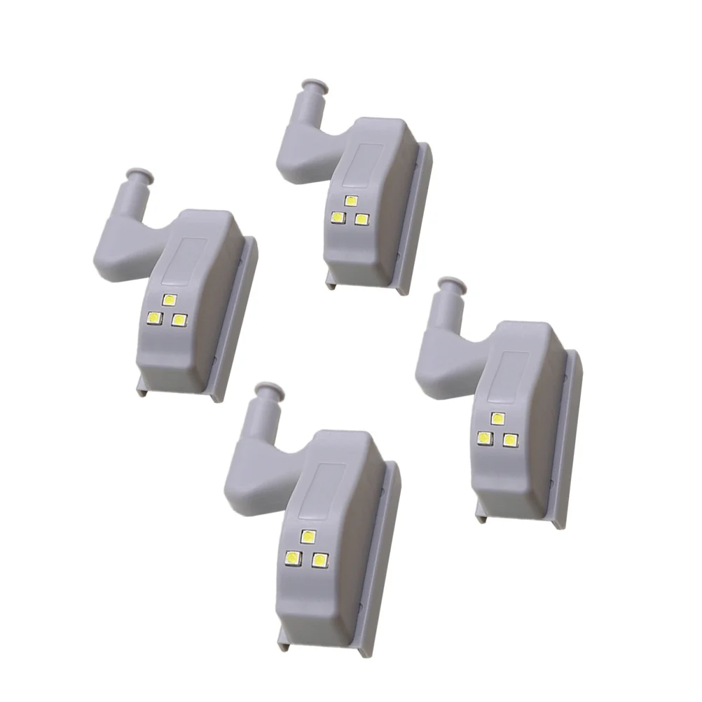 4pcs Led Hinge Lights For Cabinet Cupboard Wardrobe Bright Abs Easy Lighting Home Kitchen Closet Night