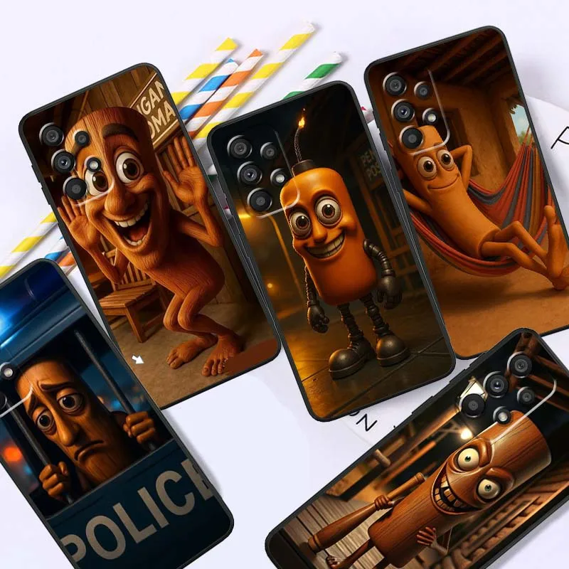 Tung Tung Tung Sahur Popular For Samsung A73 A72 A71 A55 A54 A53 A52 A51 A13 A22 A16 A15 A05s A14 A05 A06 5G Black Phone Case