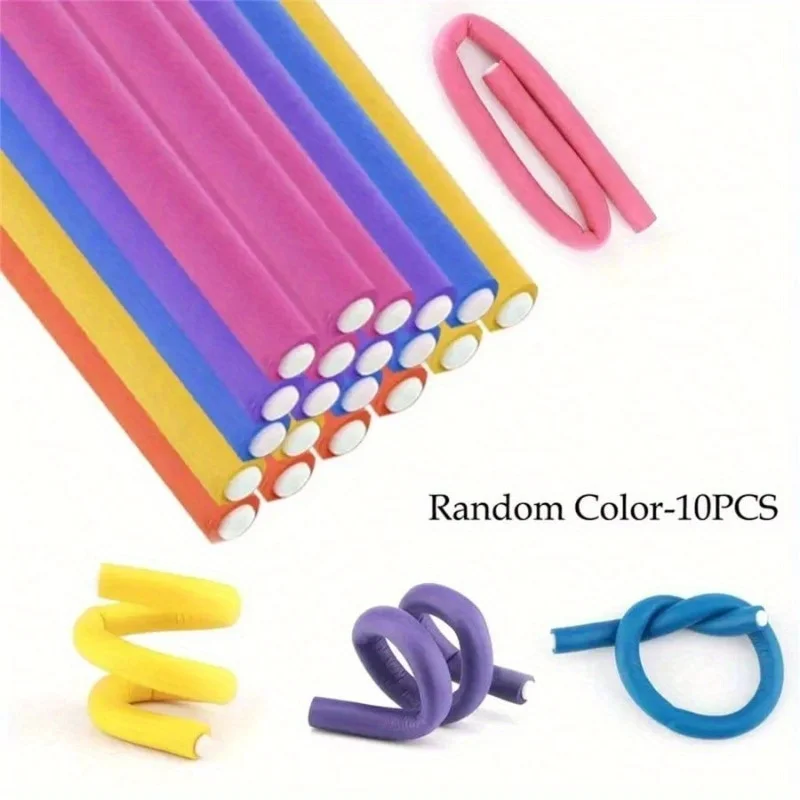 10pc Flexible Heatless Hair Rollers Bendy Twist Curling Rods for DIY Soft Foam Curls Universal Perm Curling Bar EVA Curling Iron