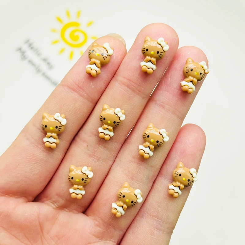 30 Pcs New Cute Mini Resin Cartoon Coffee Color Kitten Flatback Ornament Jewelry Making Manicure Hairwear Accessories