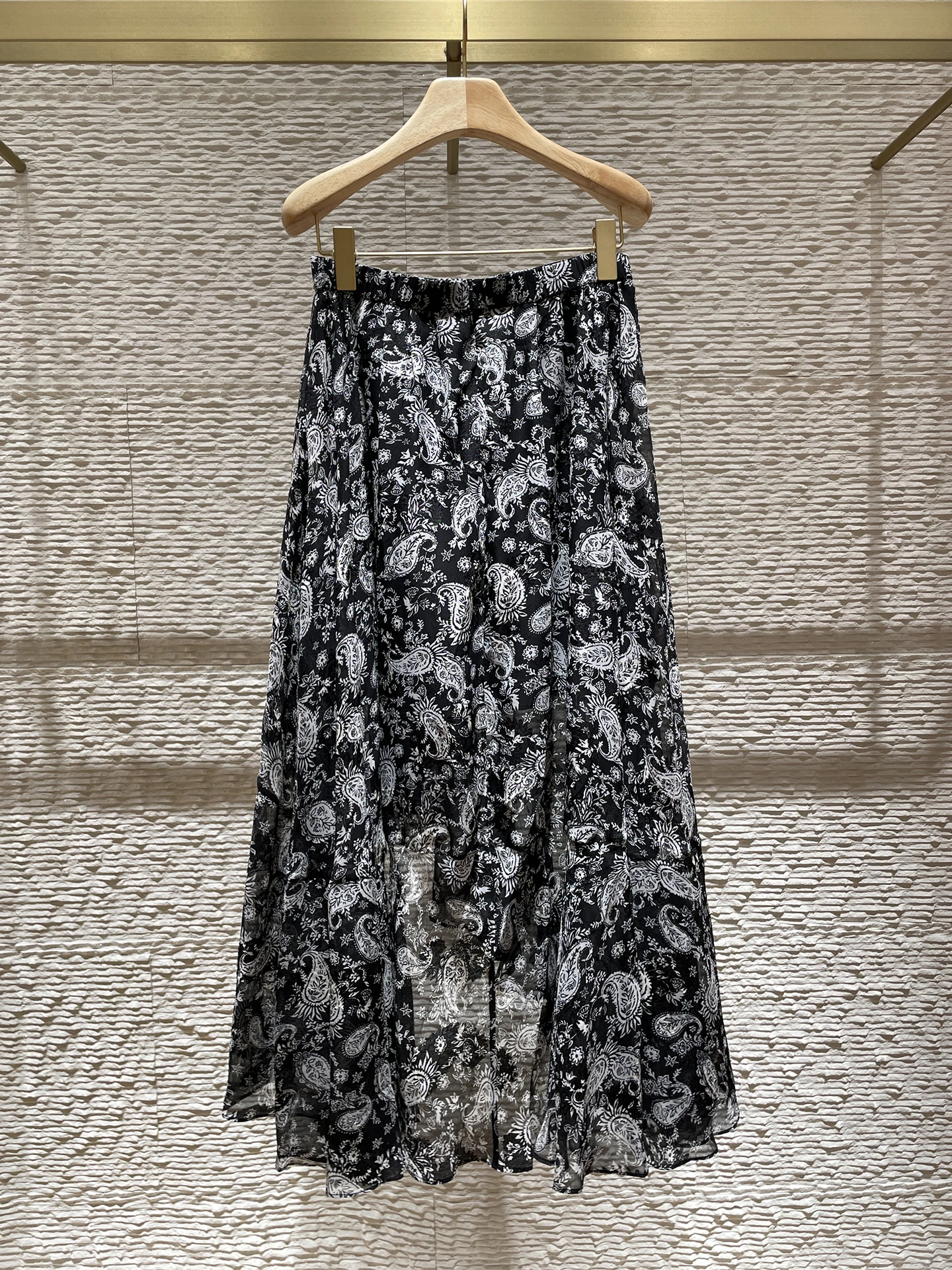 Asymetryczna spódnica midi z kwiatowym wzorem, wysoki stan, wyszczuplająca, vintage, długość do połowy łydki, damska, do pracy, modna.