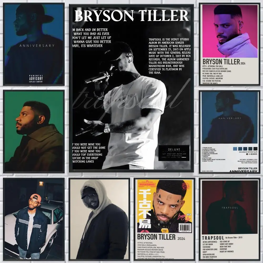 R&B SInger B-Bryson T-Tiller Poster HD Print Personalized Canvas Wall Mural Art Poster Photos for Living Room Home Decor Durable