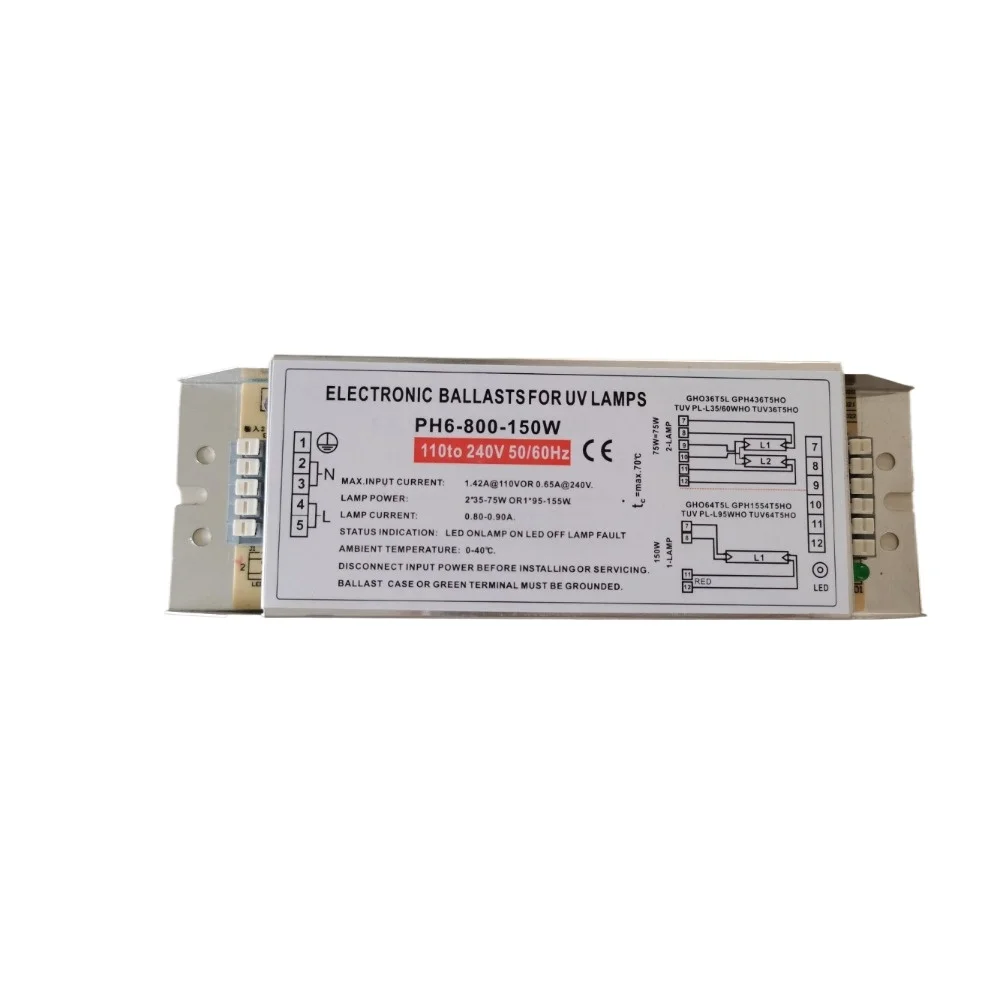 PH6-800-150W UV Lamp Electronic Ballasts 110-240V Lighting Ballast for 2 Lamps 2x35W-75W or 1 Lamp 1x95-155W