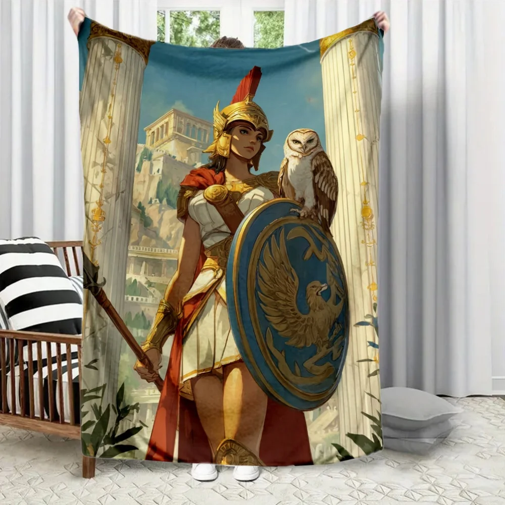 Design by ancient Greek soldiers Flannel printed blanket suitable for all seasons suitable for living room office sofa travel
