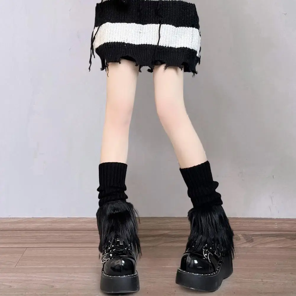 

Women Leg Warmers Cozy Winter Calf Leg Warmers Thick Fluffy Hair Anti-slip Jk Boots Stocking Keep Feet Warm with Solid Color