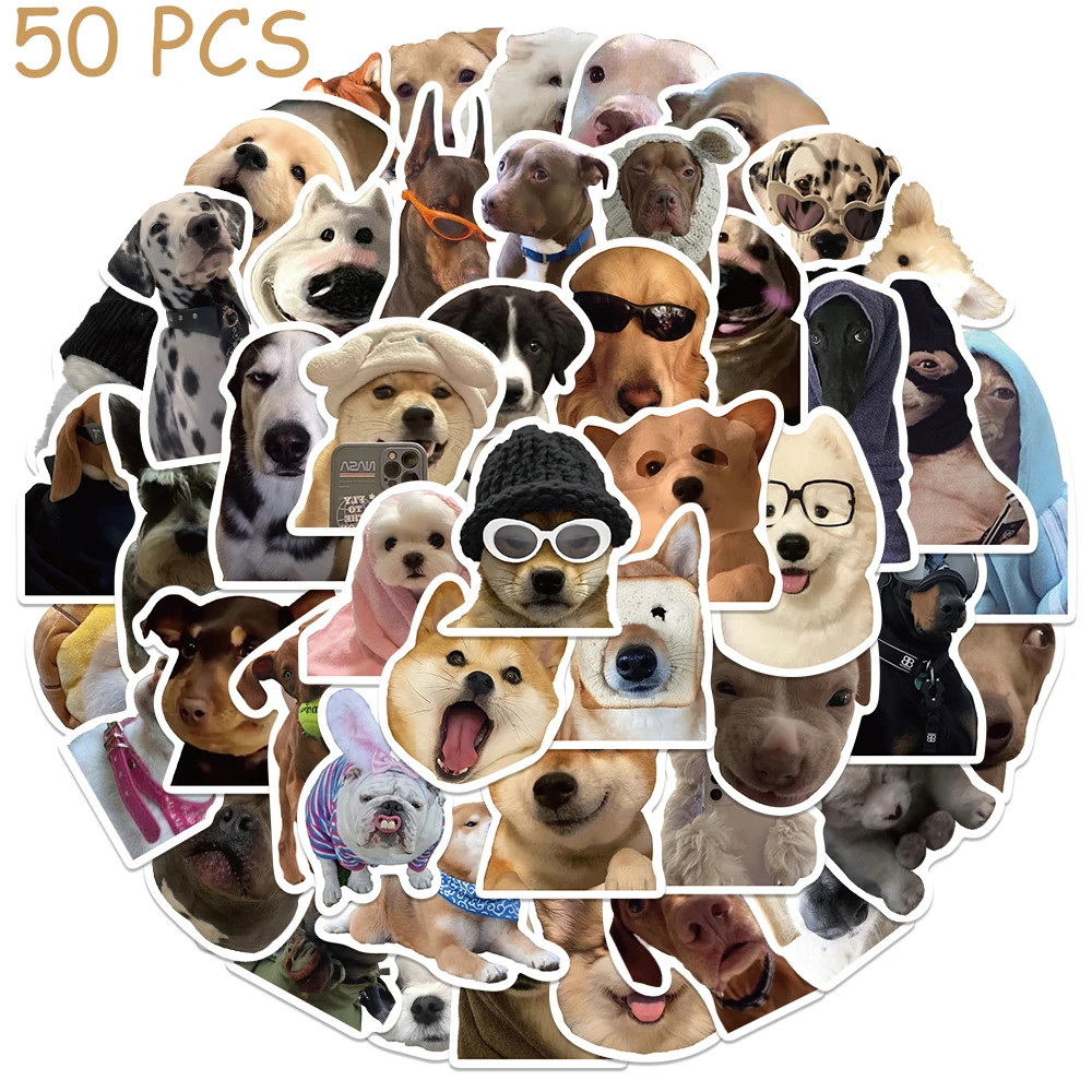 50pcs Cute Funny Dogs Stickers Cartoon Aesthetic Decals For Phone Laptop Suitcase Skateboard Refrigerator Waterproof Stickers