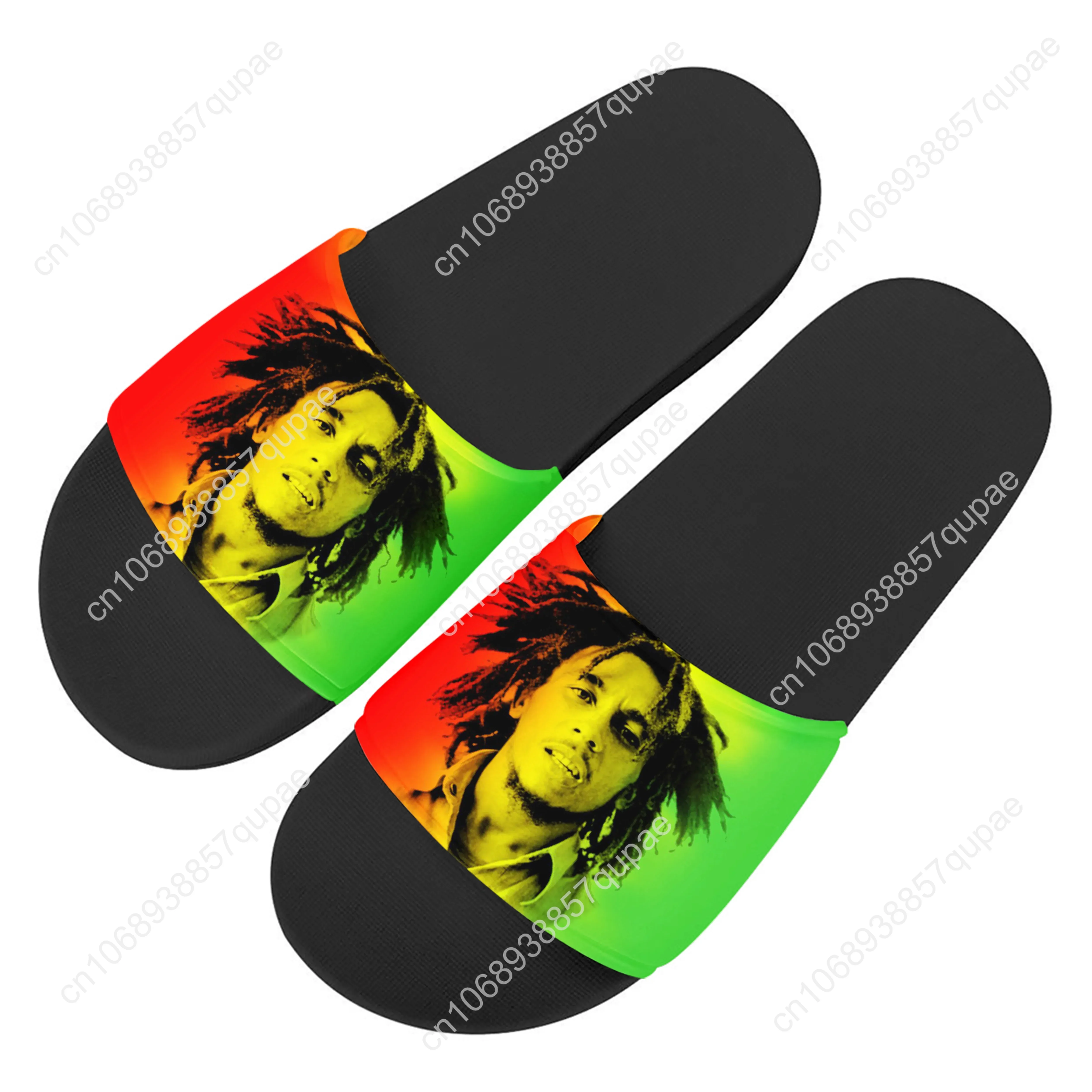 Bob Marley Slippers Home Water Shoes Jamaica Singer Reggae Rock  Men Women Beach Pool Sandals High Quality Custom Summer Slipper