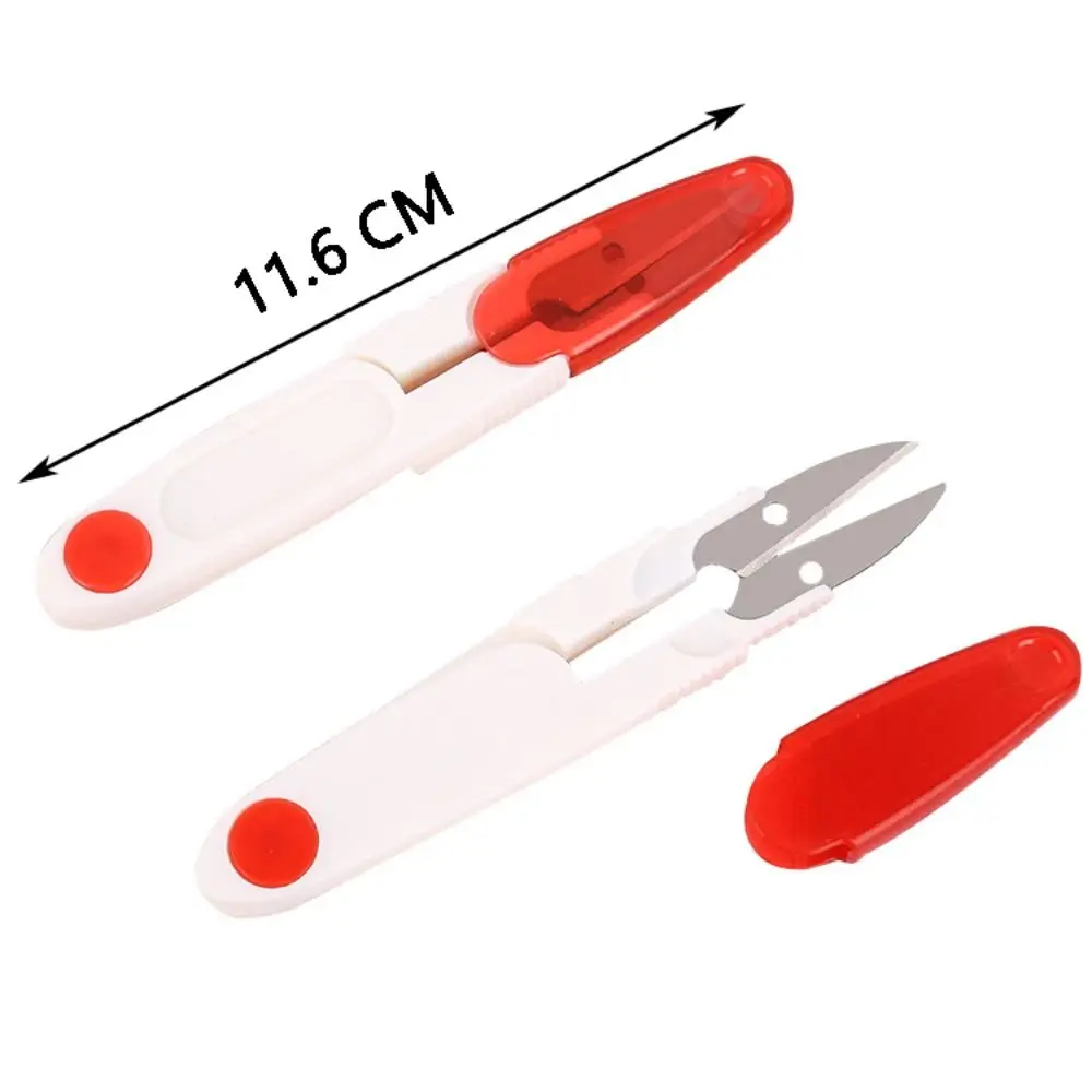 4PCS Plastic Metal Fishing Line Scissors 5 Colors With Cover Sewing Scissors U-shaped Sharp Thread Head Cutter Household Office