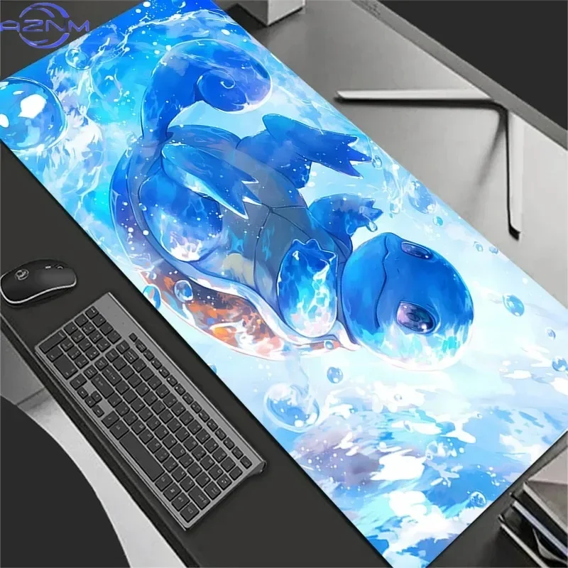 Cute Pokemon Starters Geometric Art Large Mousepad, Rubber Non Slip TCG Playmat, Trading Card Game Desk Table Pad for Gaming and