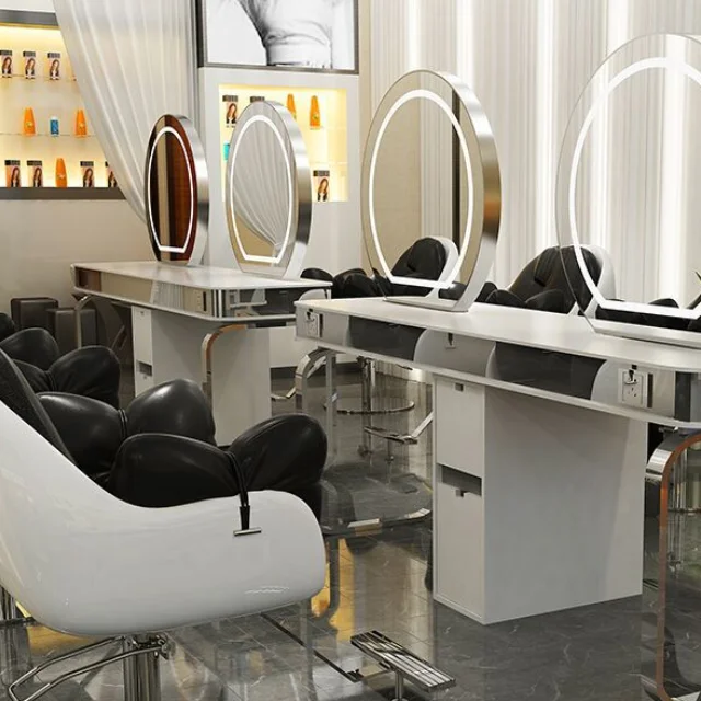 O novo barbeiro espelho mesa salão de beleza rede especial corte de cabelo perm e tintura espelho de cabeleireiro espelho de dupla face