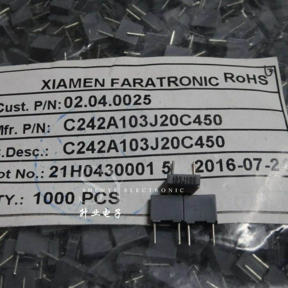 20pcs/lot Fara C242A 0.01uf 100V 10nF 103 J Brand New 5mm Film Capacitor C242A103J20C450