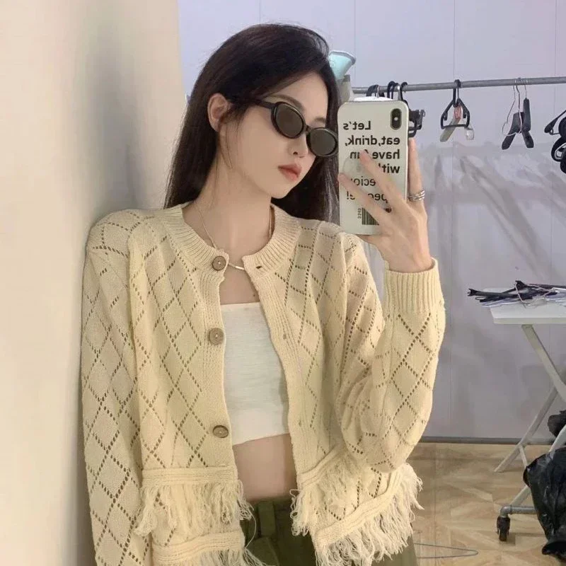 2025 Cardigan solido maglione da donna cardigan chic a maniche lunghe lavorato a maglia donna abiti invernali