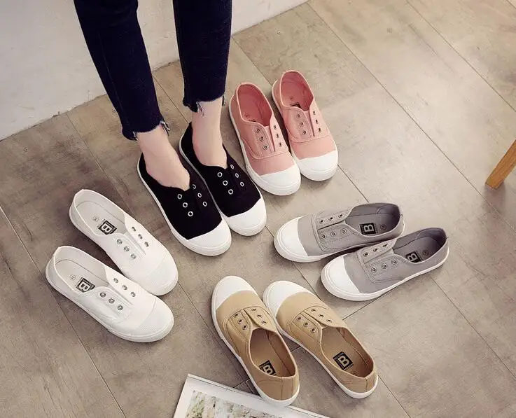 Women Canvas Shoes Vulcanize Shoes Woman Shoes Flats Casual Loafers Slip-on Ladies Student Trainers