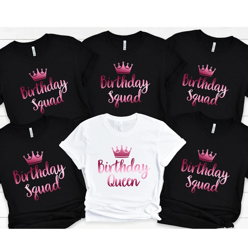 

Birthday Squad T Shirts for Women Clothes Birthday Party Shirt Casual Tee Shirt Clothing Birthday Queen Womans Girl Tops Clothes