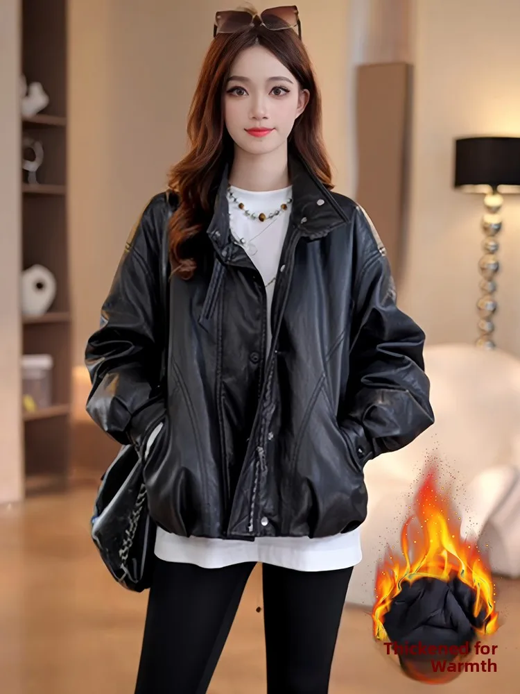 

Новинка! Модная зимняя женская утепленная куртка из хлопка и кожи в корейском стиле.