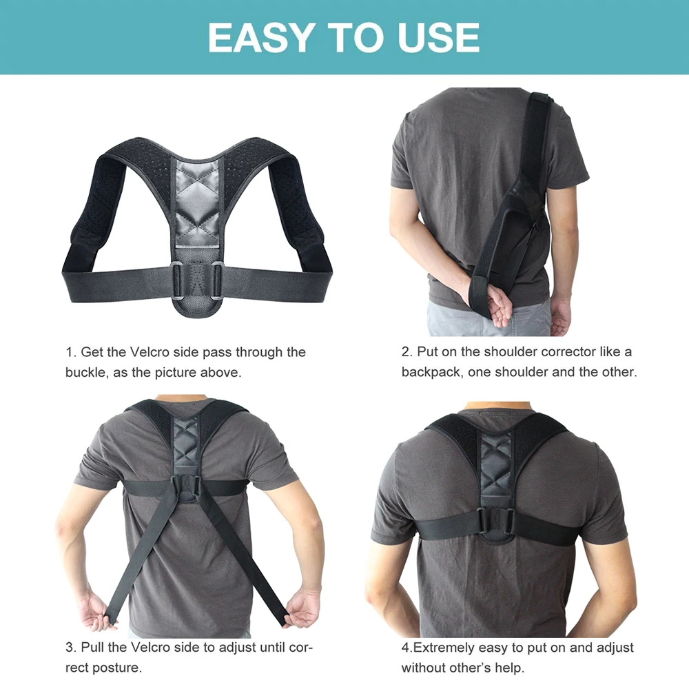 Posture Corrector for Men and Women Adjustable Upper and Back Brace Straightener Clavicle Support for Back Shoulder Neck & Spine