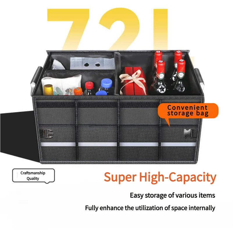 الثقيلة 72L جذع المنظم للسيارة سعة كبيرة صندوق تخزين قابل للطي عالية الكثافة أكسفورد القماش مقاوم للماء منظم السيارة