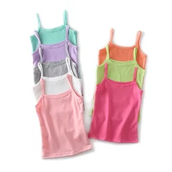 Baby Girls Vest  Kids Cotton Camisole Children's Top Tees 2024 Summer Singlet Solid Color Undershirts Teenagers Tank Tops