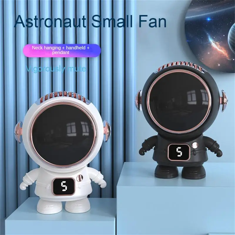 Astronaut Bladloze Ventilator Kan Nek Ontwerp Draagbare Ventilator Ophangen Usb Opladen 5 Versnellingen Display Mini Kleine Elektrische Ventilator Stille Wind Ventilator