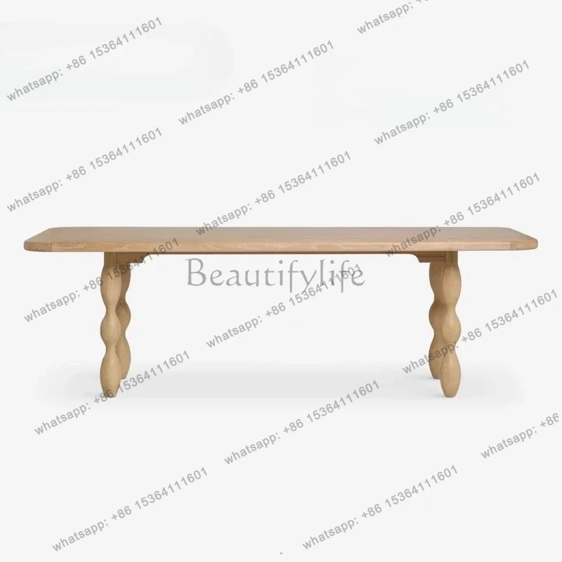 

Solid wood dining table French medieval wabi ash wood log table household simple designer rectangle high sense