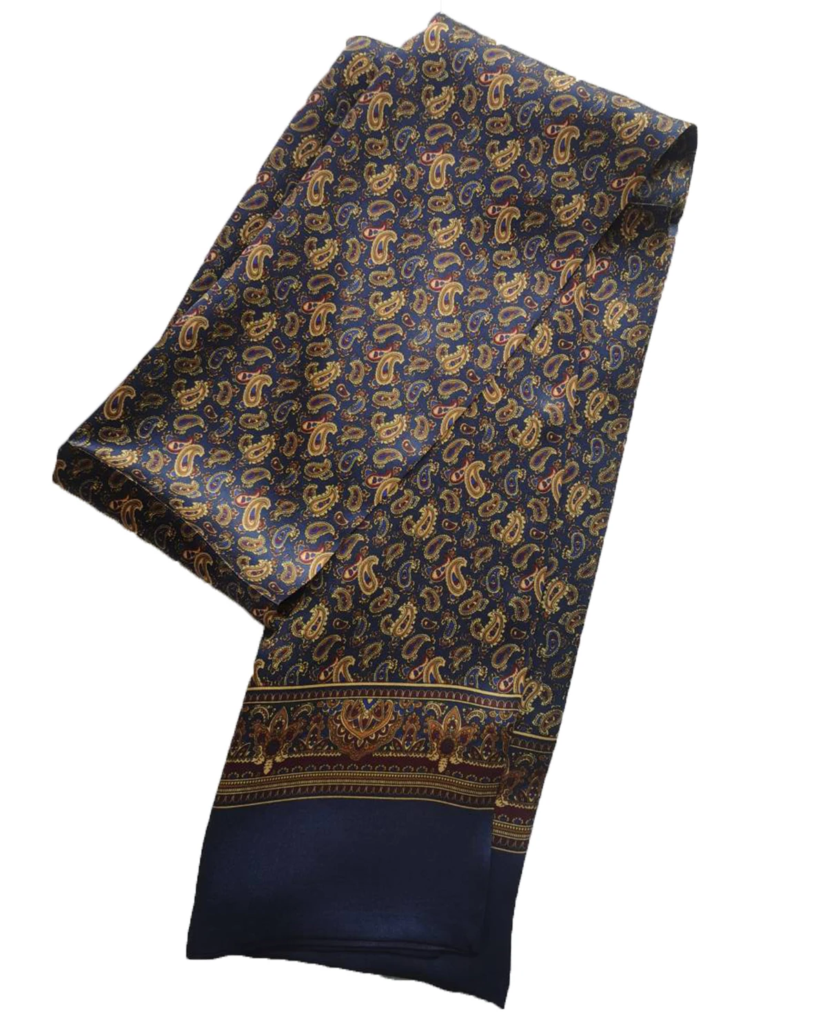 FEIMANYUAN ผ้าพันคอยาวผู้ชาย 100 ผ้าไหมลาย Paisley ธุรกิจ Tie เสื้อเชิ้ตลําลอง Double Layer Blue